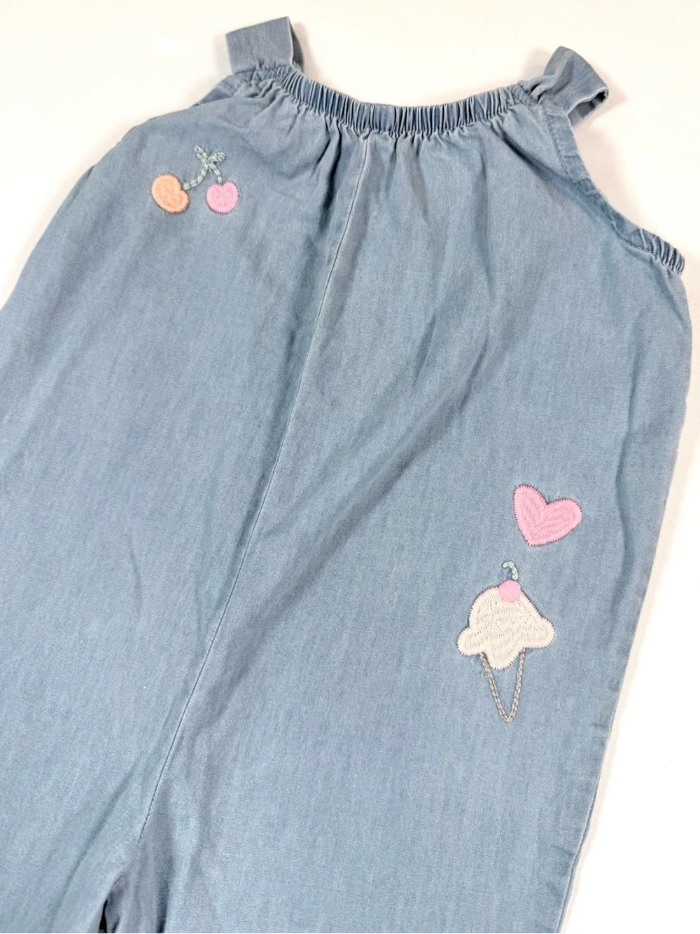 CARTER’S Girls Chambray Ice Cream Cherry Bubble Romper 12M Cottagecore Sweet